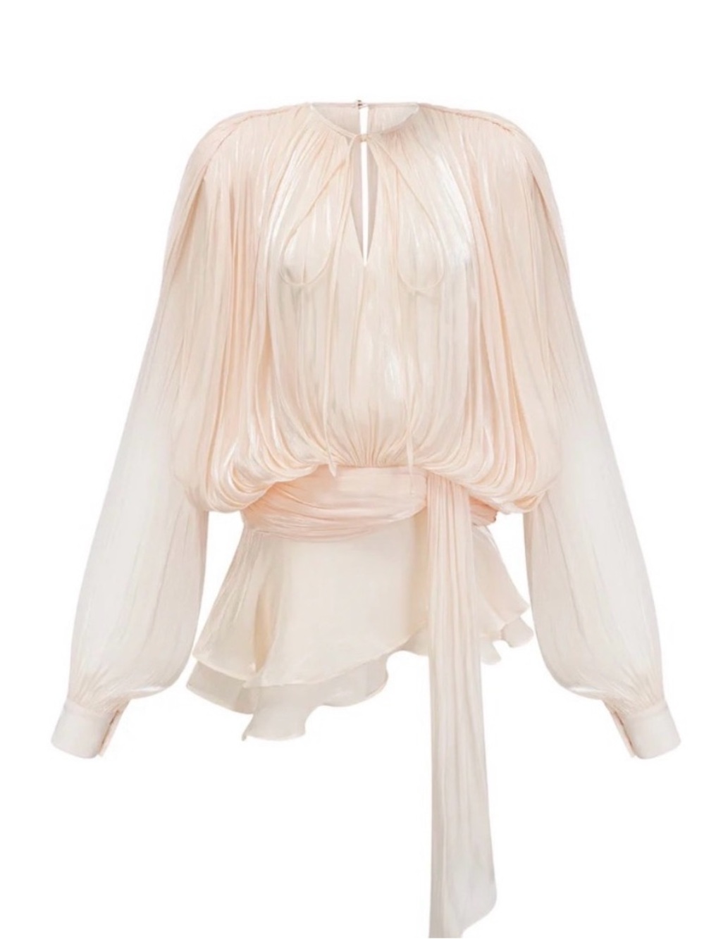 Miss Rosier Eugénie Neutral Fully Pleated Ruffled Mini Dress - S